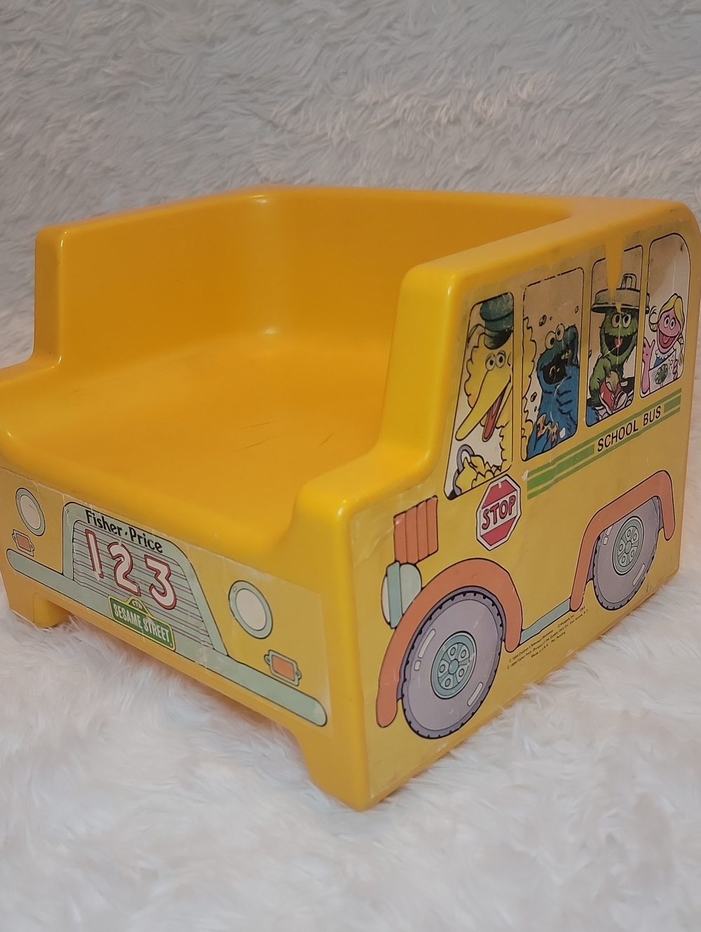 Vintage 1984 Sesame Street School Bus Booster Seat |Cookie Monster| Big Bird |